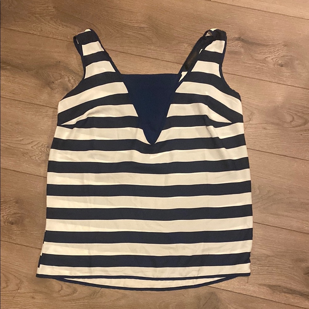 Ashley Stewart navy Blue and white Tank Top